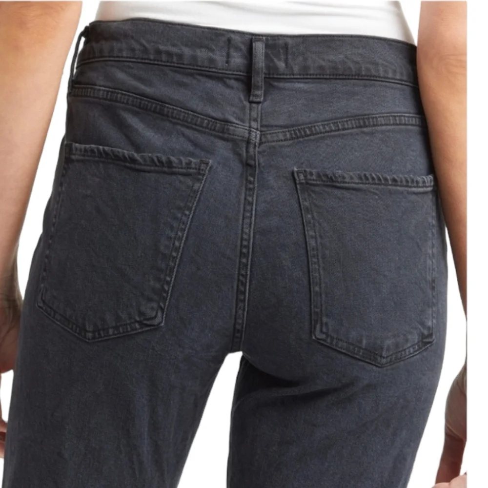 Agolde Black Mid Rise Toni in Montage Stretch Jeans